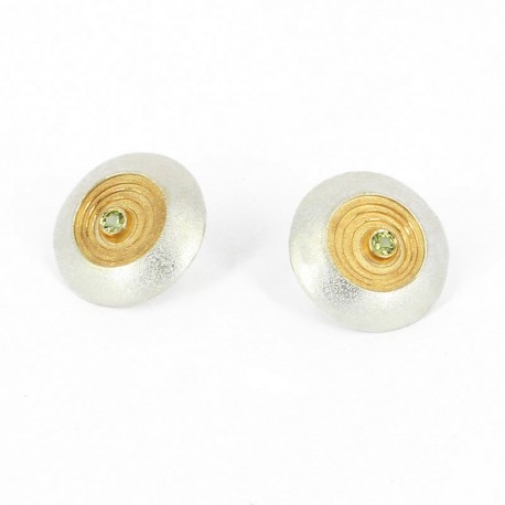 Ohrstecker Silber vergoldet rund Peridot -