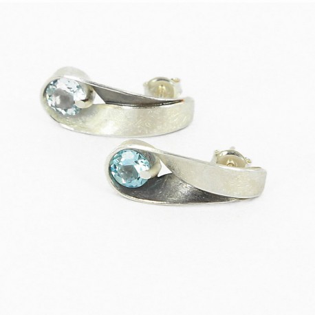 Ohrstecker silber oxidiert Topas blau